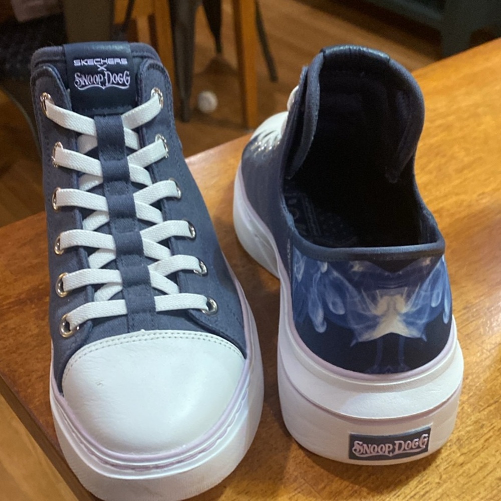 Skechers Navy and White High-Top Sneakers